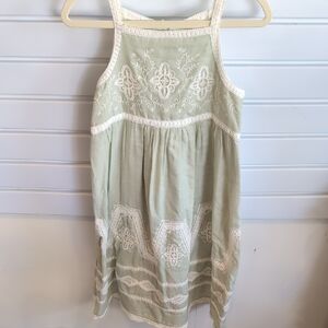 Embroidered Green and White Dress